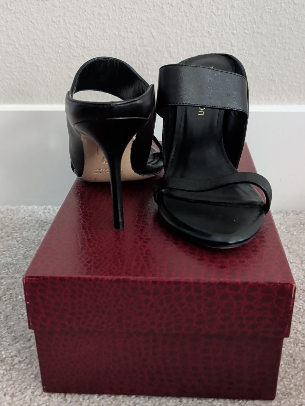 Tamara Mellon Black Leather Slide Stiletto Sandals